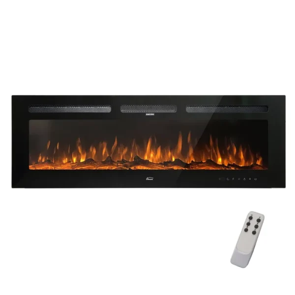 Clihome 72-in W Black LED Electric Fireplace | CMD-CH72R