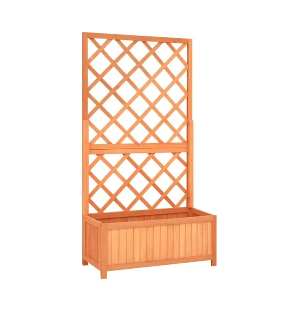 vidaXL Garden Trellis Planter Brown 27.6inx11.8inx53.1in Solid Firwood