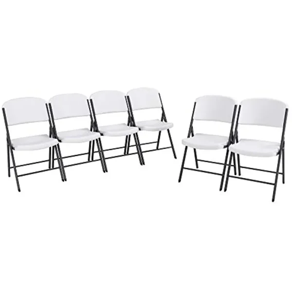 Lifetime Commercial Grade Folding Chairs, 6 Pack, Adult Sized, White Granite (80747)