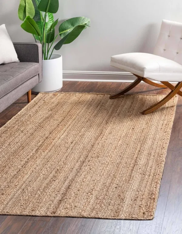 Unique Loom Dhaka Braided Jute Area Rug - 3' 3 x 5' 0 - Natural