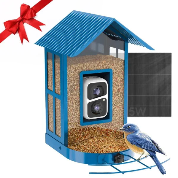 Soliom Bird Feeder with Camera Wireless Outdoor,Video Bird Feeder Camera with AI Identify Bird Species,Auto Record Bird Video & Notify You,5W Solar