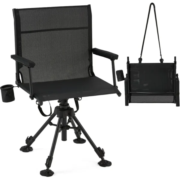 AECOJOY Lightweight Hunting Chair Without Cushion, Foldable & Rotating, Quiet Design for Deer Blind