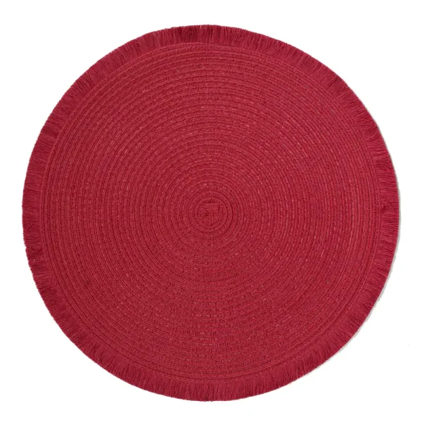 Mainstays Logan Fringe PP Round Placemat Red Sedona 15 RD