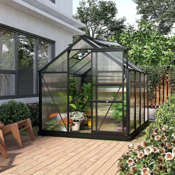 Outsunny Polycarbonate Walk-In Garden Greenhouse - Clear - Hobby