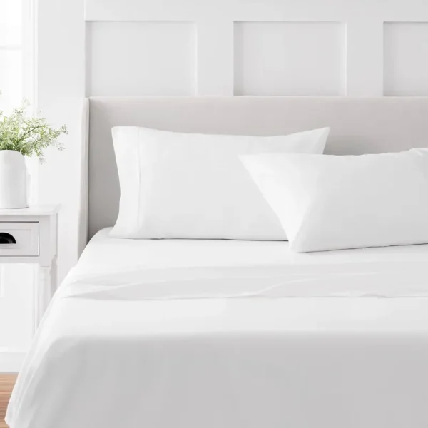 Martha Stewart 100% Cotton Queen Sheet Set - 4 Piece, Soft, Smooth, Durable, Easy Care, 16 inch Deep Pocket Sheets, Bedding Sheets, Sateen Sheet, 1