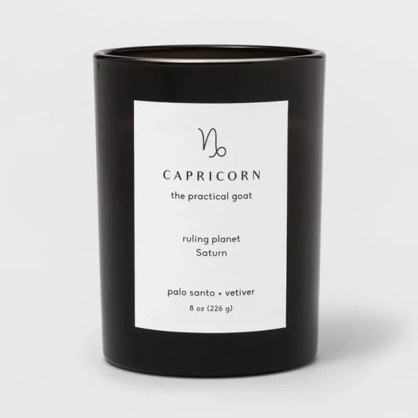 8oz Glass Jar Zodiac Capricorn Candle Black - Project 62