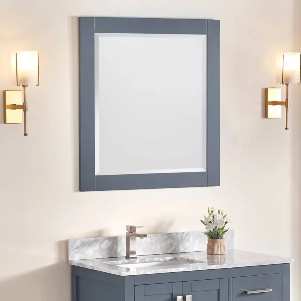 Aalayah Bathrrom / Vanity Mirror Latitude Run Finish: Charcoal Gray, Size: 34 W x 32" H