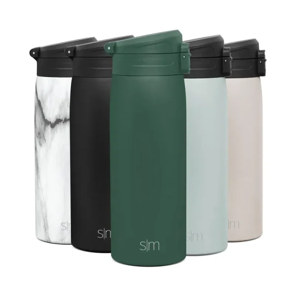Simple Modern Insulated Thermos Travel Coffee Mug with Snap Flip Lid | Leakproof Stainless Steel Tumbler Cup |Kona | 16oz | Forest