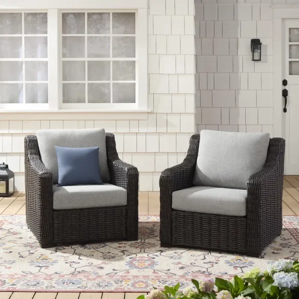 Better Homes & Gardens Bellamy 2 - Pack Outdoor Wicker Club Lounge Patio Chairs, Dark Brown