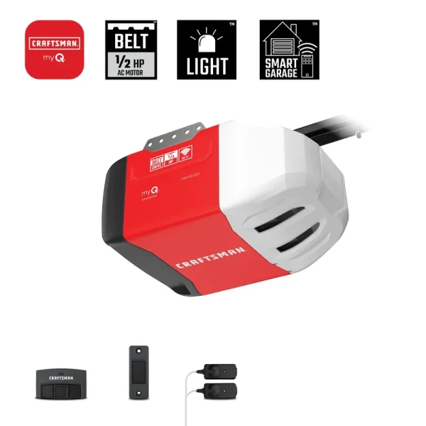 Craftsman 1/2-HP MyQ Smart Belt Drive Garage Door Opener Wi-Fi Compatibility in Red | CMXEOCG322