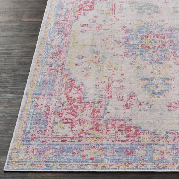 Kahina Vintage Distressed Oriental Pink/Blue Area Rug Bungalow Rose Rug Size: Rectangle 7'10" x 10'6"