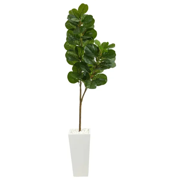 6' Fiddle Leaf Fig Artificial Tree in Tall White Planter