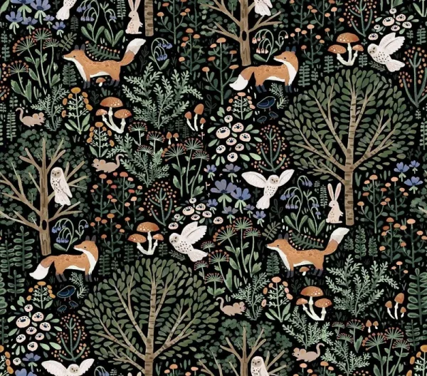 MuralPeel Fairy Forest Animals Mushroom Fox Owl Peel and Stick Wallpaper Self Adhesive Removable Easy Peel Off Stick on Wall Paper for Bedroom