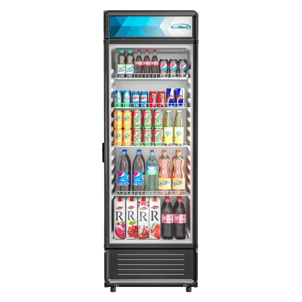KoolMore MDR-1GD-12C Commercial Upright Beverage Refrigerator Black 12 Cu.Ft. Single Swing Door