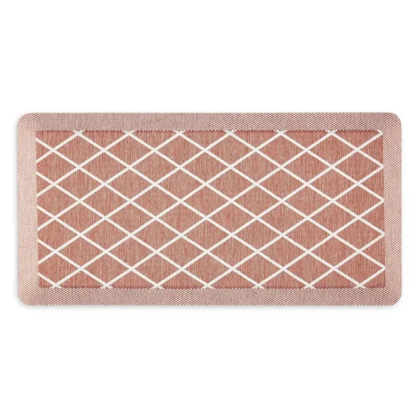 Martha Stewart Miles Red 19.6 in. x 39 in. Trellis Air Mat Kitchen Mat