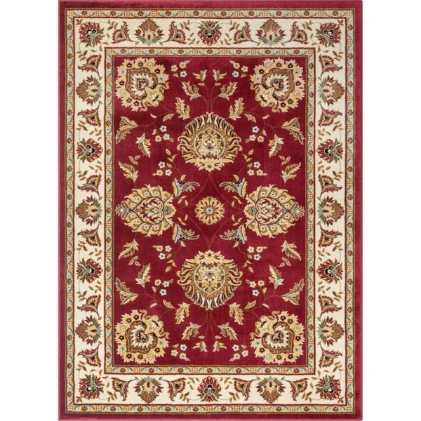 Well Woven Vanguard Oriental Border Formal Traditional Area Rug Red 3'11" x 5'3" Red, Ivory, Beige