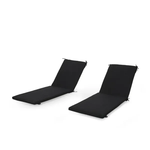 Noble House Cape Coral Outdoor Fabric Lounge Cushion in Dark Gray (Set of 2)