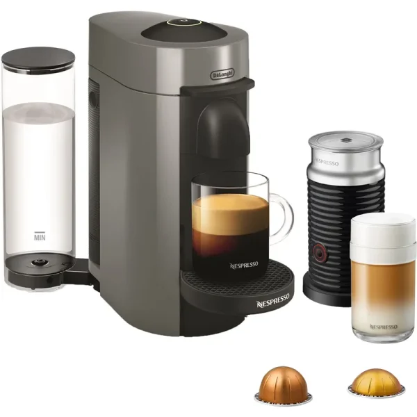 Nespresso New Vertuo Plus Coffee and Espresso Machine by De'Longhi with Aerocinno, Gray, Single - Serve Brewers