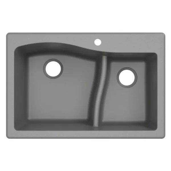 Kraus Quarza Dual Mount 60/40 Double Bowl Granite Kitchen Sink