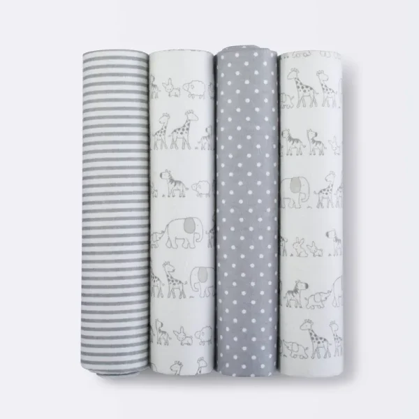 Flannel Baby Blankets Two by Two 4pk - Cloud Island Gray (Grey)