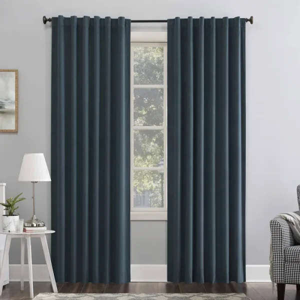 96"x50" Amherst Velvet Noise Reducing Thermal Back Tab Extreme 100% Blackout Curtain Panel Teal - Sun Zero