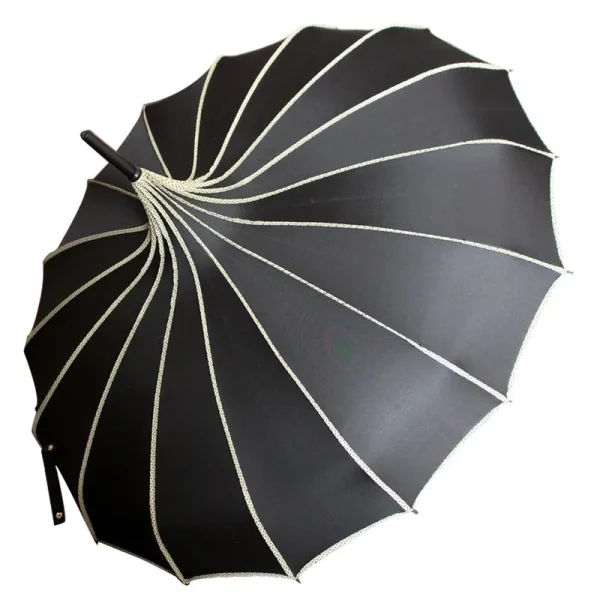 Vivi Sky Pagoda Peak Old-fashionable Ingenuity Umbrella Parasol (Black)