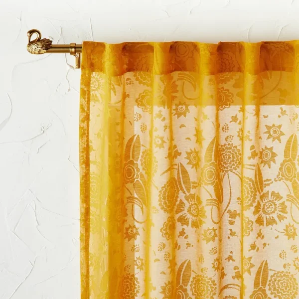 95"x54" Idris Printed Burnout Sheer Curtain Panel Gold - Opalhouse Designed with Jungalow