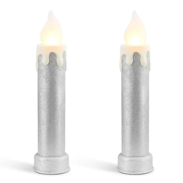 Mr. Christmas 24 inch Set of 2 Blow Mold Candles - Silver