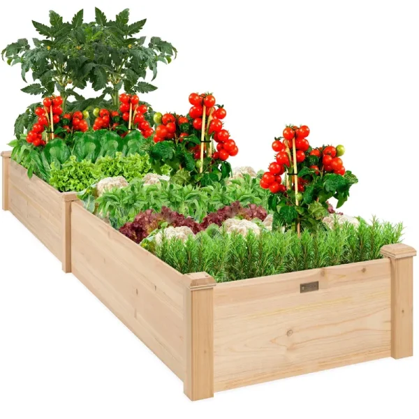 Best Choice Products Wooden Raised Garden Bed- Natural