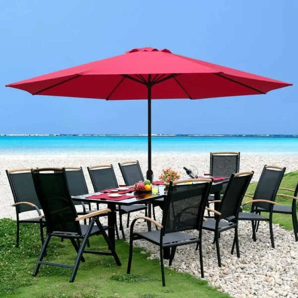 Maypex 11 Feet Round Market Patio Umbrella - Red