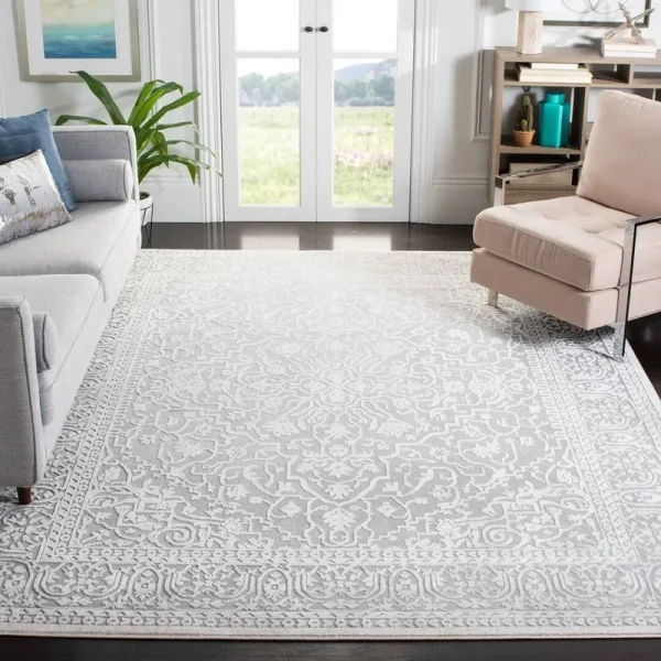 Oxon Hill Floral Power Loom Light Gray/Cream Rug Ophelia & Co. Rug Size: Rectangle 5'1" x 7'6"