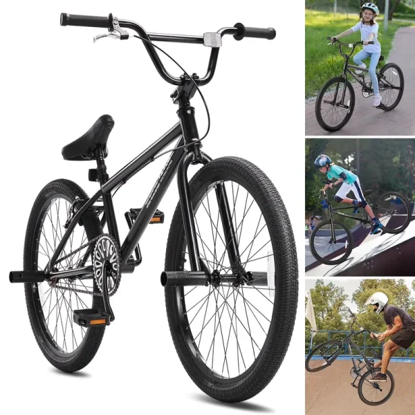 VEVOR BMX Bike, 24 - Inch Wheel Freestyle Bike, BMX Race Bike with 4 Pegs, Beginner - Level BMX to Advanced Riders, BMX Bicycles for Teen Adult Men Women, Durable Hi - Ten Steel Frame, Easy to Assemble