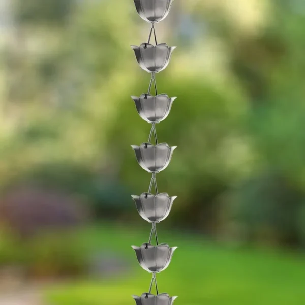 8.5 ft. Aluminum Lotus Rain Chain (Pewter)