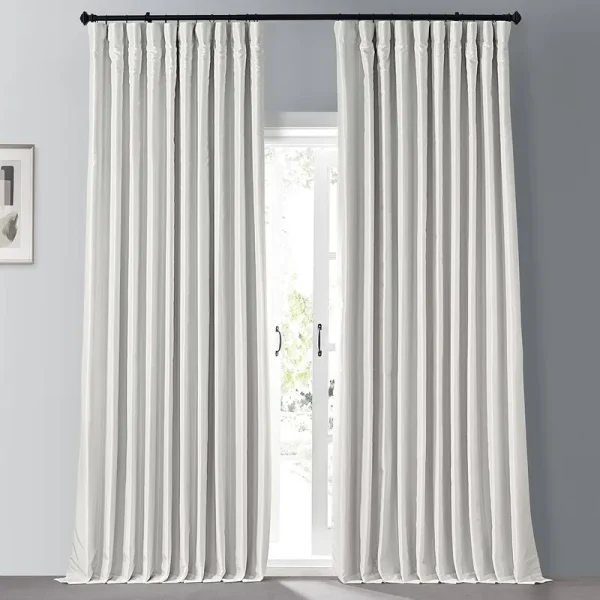 Exclusive Fabrics Faux Silk Extra-wide Blackout Single Curtain Panel, Size: x 96", Ivory