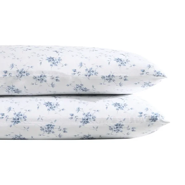 Laura Ashley Garden Muse Pillowcase Pair, Standard - Blue Cashmere