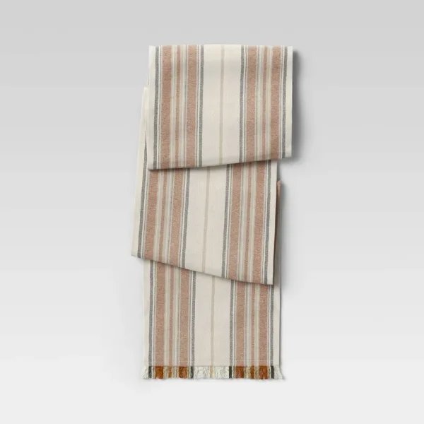 Threshold 72" x 14" Cotton Striped Table Runner Orange - ThresholdG