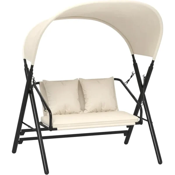 AECOJOY Outdoor Porch Swings for Adults 600LBS 2 Seat Patio Swings with Canopy