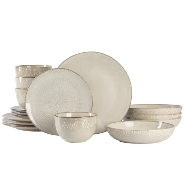 Gibson Elite Matisse 16 - Piece Dinnerware Set - Taupe