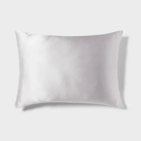 Standard 100% Silk Pillowcase with Hidden Zipper Light Gray - Threshold