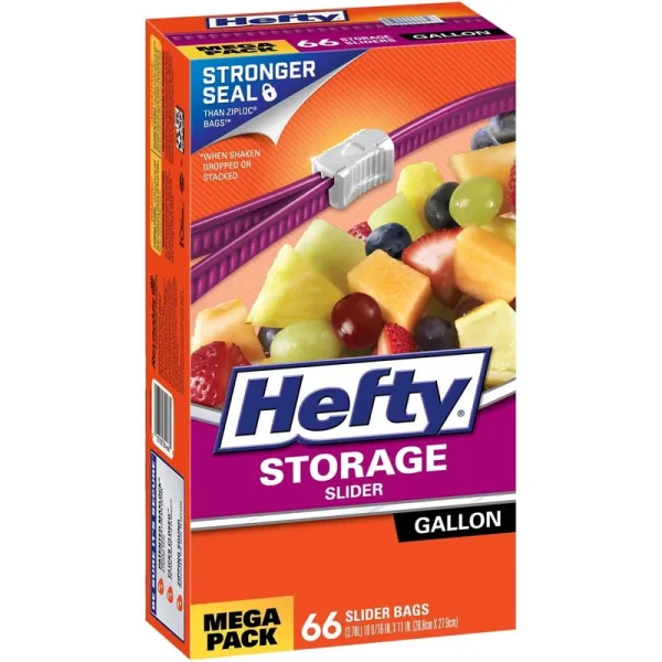 Hefty Storage Bags, Slider, Gallon, Mega Pack - 66 bags