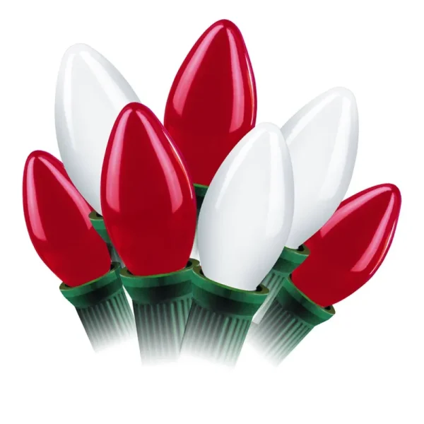 Celebrations C4bg4n11 Ceramic C9 Light Set 25 Lights Red & White