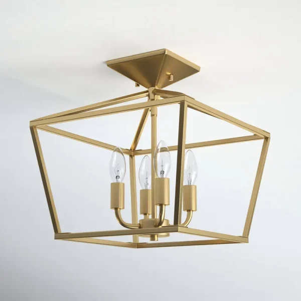 Hastings 4 Light Semi Flush Mount Fixture Finish: Warm Brass