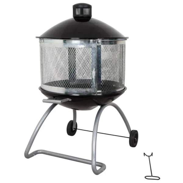 Living Accents 28 in. W Porcelain/Steel Round Wood Fire Pit, Black