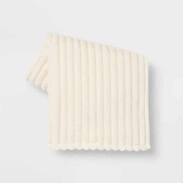 Room Essentials Ribbed Plush Throw Blanket White 60 x 50 - Boyd Bros