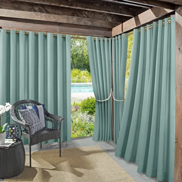 84"x54" Sailor Indoor/Outdoor UV Protectant Room Darkening Grommet Curtain Panel Soft Teal - Sun Zero