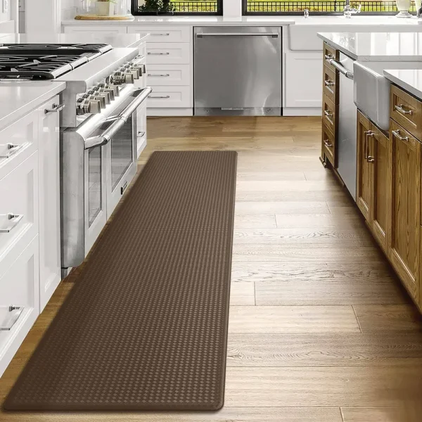 DEXI Kitchen Rug Anti Fatigue,Non Skid Cushioned Comfort Standing Kitchen Mat Waterproof and Oil Proof Floor Runner Mat, Easy to Clean, 17"x79", Brown