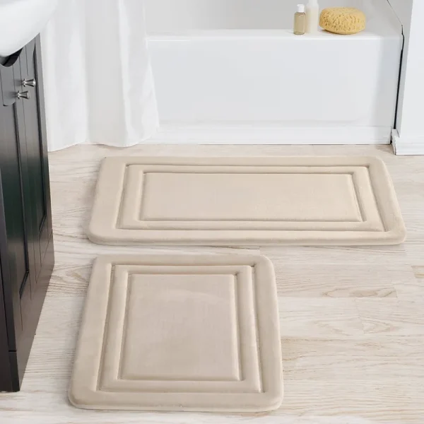 Mainstays MSS128001798014 2 Piece Beige Memory Foam Bath Rug Set