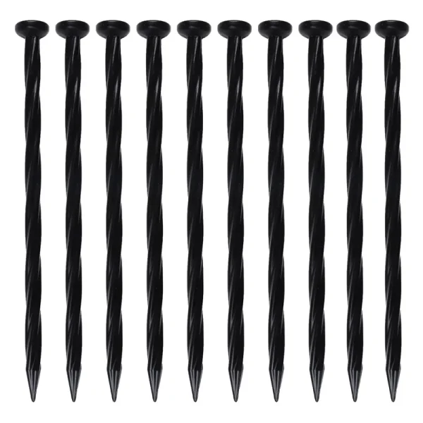 Expert Gardener No-Dig Nylon Anchor Spike 10-Ct. Pack, Plastic, Black