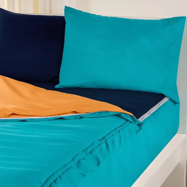 Siscovers Turqouise and Orange Bunkie Deluxe Zipper Bedding Set - Twin
