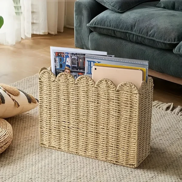 Innofiz Bohemian Paper Rope Storage Basket – Handwoven. Durable Home & Office Organizer